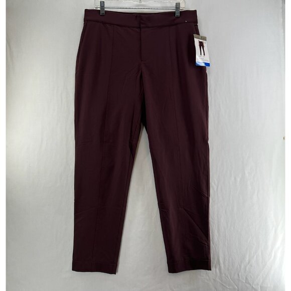Mondetta Pants - Mondetta Lined Tailored Pants 10 High-Rise Comfort Stretch Elastic Waist Maroon